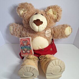 Vintage Furskins Boone Bear Plush 22" W Red Shorts & Boots Xavier Roberts 1985